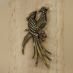 Vintage Made in France Gold-Tone Birds Brooch • Textured Detail 🐦